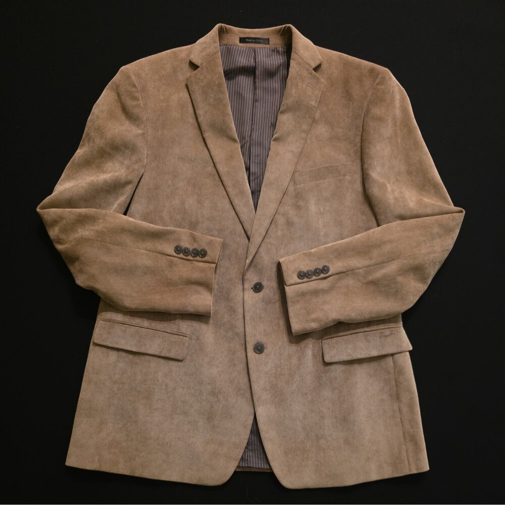 Calvin Klein Men's Brown Blazer Jacket 46L Notch Collar Button Lined